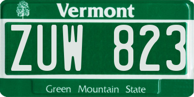 VT license plate ZUW823