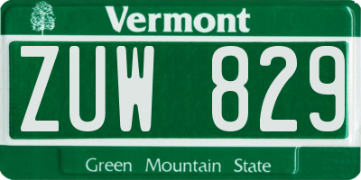 VT license plate ZUW829