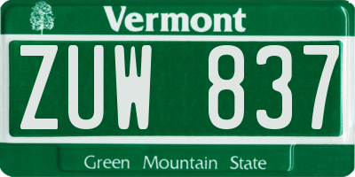 VT license plate ZUW837