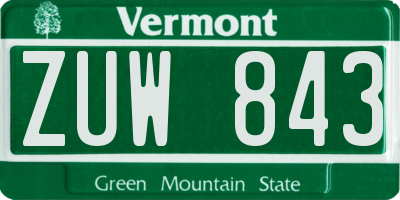 VT license plate ZUW843