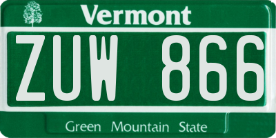 VT license plate ZUW866