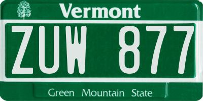 VT license plate ZUW877