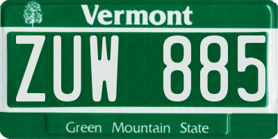 VT license plate ZUW885