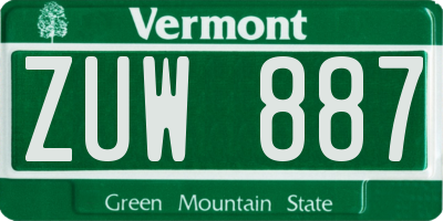 VT license plate ZUW887