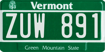 VT license plate ZUW891