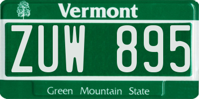 VT license plate ZUW895