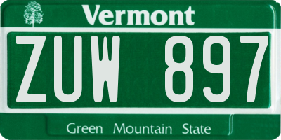VT license plate ZUW897
