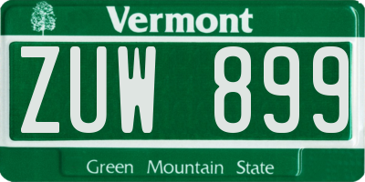 VT license plate ZUW899