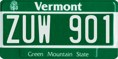 VT license plate ZUW901