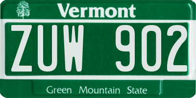 VT license plate ZUW902