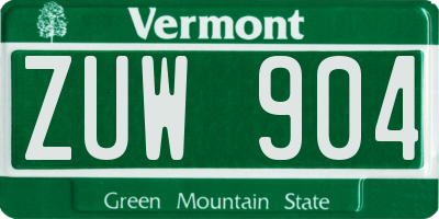 VT license plate ZUW904