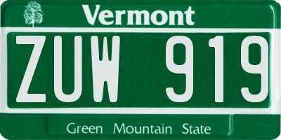 VT license plate ZUW919