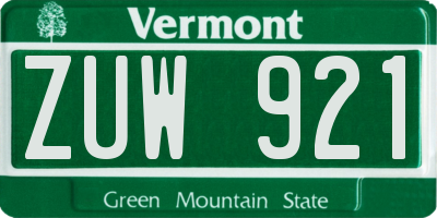 VT license plate ZUW921