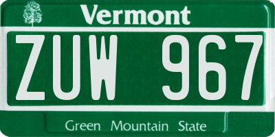 VT license plate ZUW967