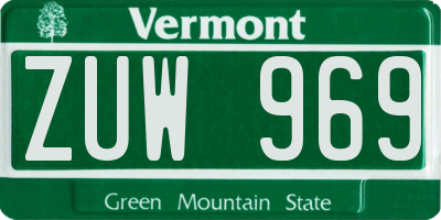 VT license plate ZUW969
