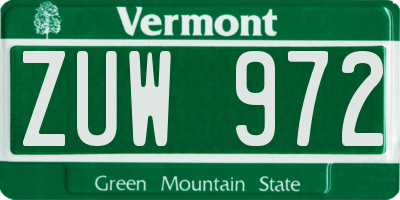 VT license plate ZUW972