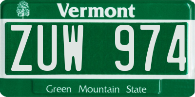 VT license plate ZUW974
