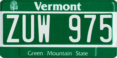 VT license plate ZUW975