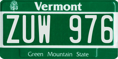 VT license plate ZUW976