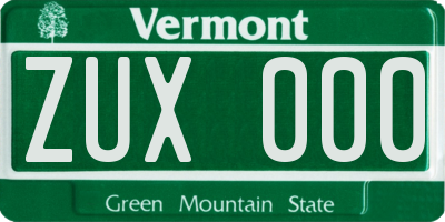 VT license plate ZUX000