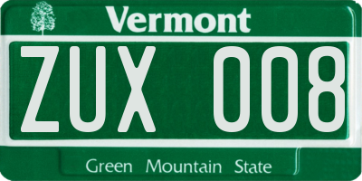 VT license plate ZUX008