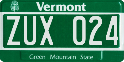 VT license plate ZUX024