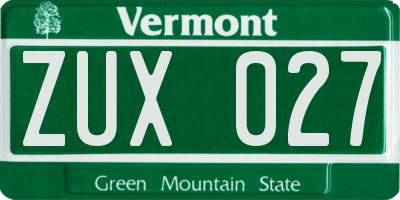 VT license plate ZUX027