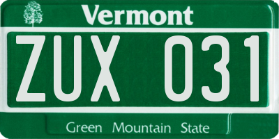 VT license plate ZUX031