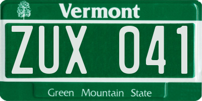 VT license plate ZUX041