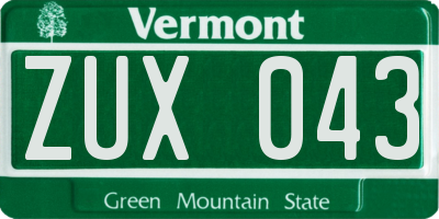 VT license plate ZUX043