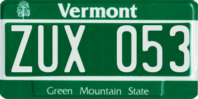 VT license plate ZUX053