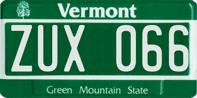 VT license plate ZUX066