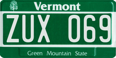 VT license plate ZUX069