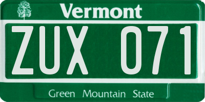 VT license plate ZUX071