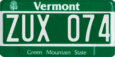 VT license plate ZUX074