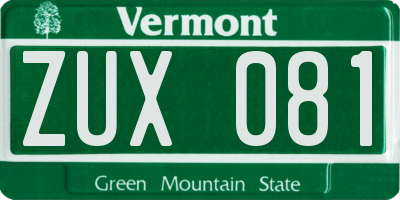 VT license plate ZUX081
