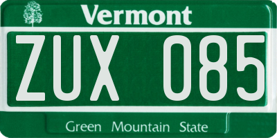 VT license plate ZUX085