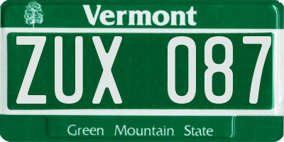 VT license plate ZUX087