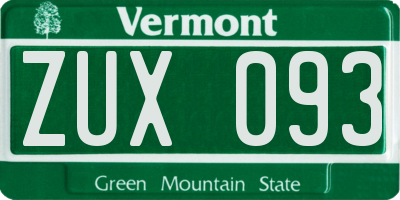 VT license plate ZUX093