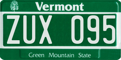 VT license plate ZUX095