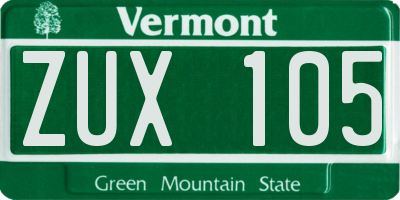 VT license plate ZUX105