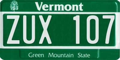 VT license plate ZUX107