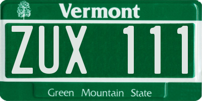 VT license plate ZUX111