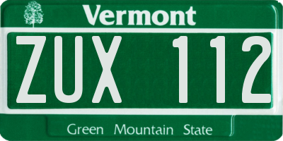VT license plate ZUX112