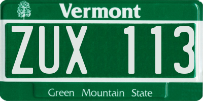 VT license plate ZUX113