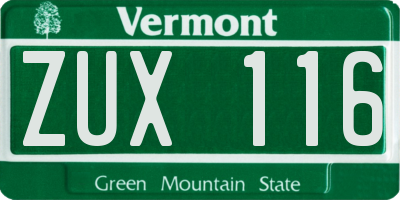 VT license plate ZUX116