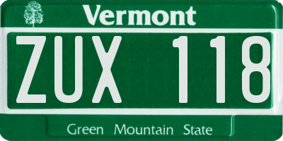 VT license plate ZUX118