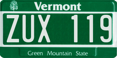 VT license plate ZUX119