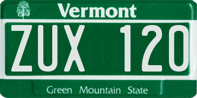 VT license plate ZUX120