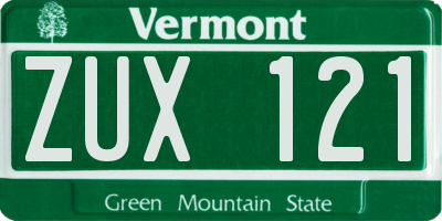 VT license plate ZUX121